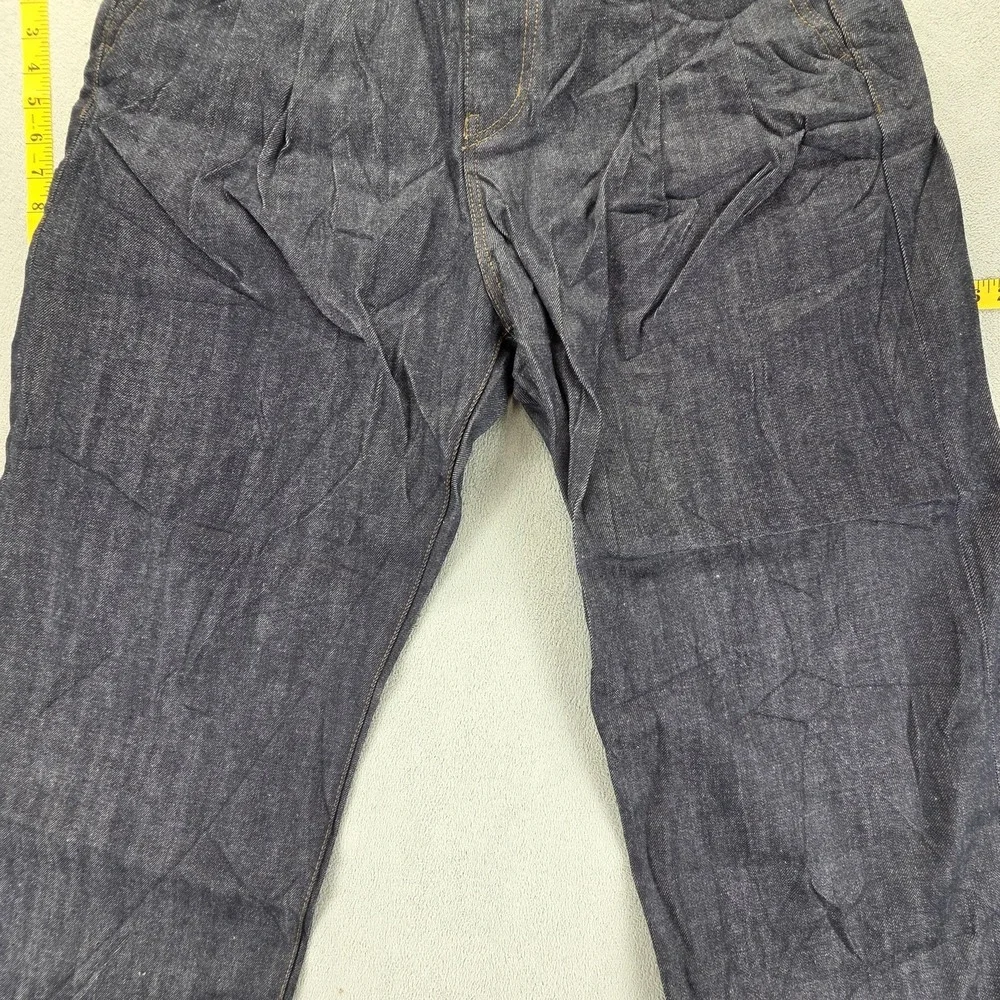 Beslow Jeans Mens Blue Selvedge Baggy Wide Leg Y2K Skater Hip Hop Fits 34x28